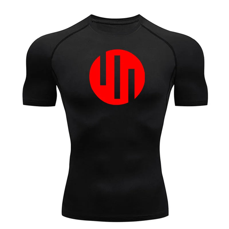 New Gym Short Sleeve Running T-Shirt Men's Compression Long Sleeve Shirt Sun Protection Quick Drying Sports Top Black Sportswear