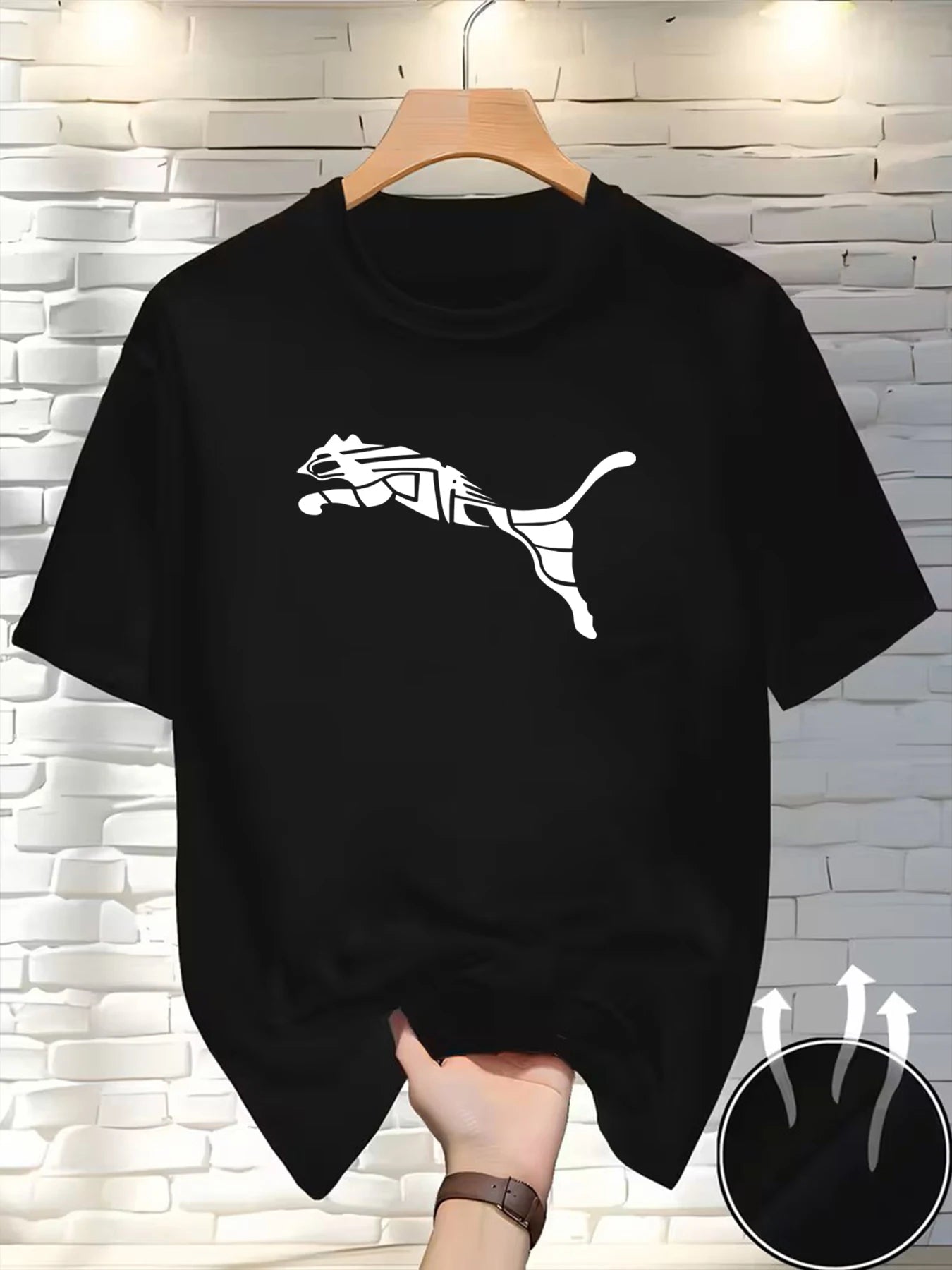 New Summer Luxury Men's Fashion Fox Leopard Print T-shirt Crewneck Casual Trend Y2K High-end High Quality Fitness Sports T-shirt