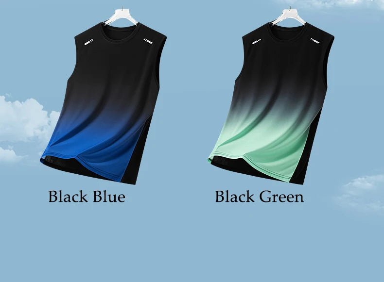 Summer Running Vest Men Contrasting Reflective Jogging Sports Sleeveless Coat Outdoor Breathable Elasticity Fitness Sportswear