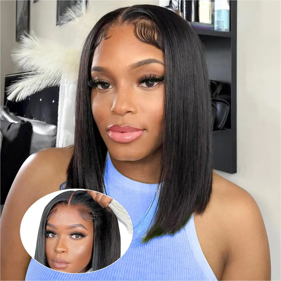 Wear And Go Glueless Bob Wig Human Hair Pre Plucked Pre Cut 5X5 Hd Transparent Lace Front Wigs For Women Straight Short Bob Wigs
