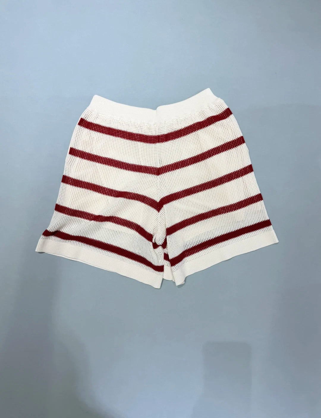 2026 Summer Women's Casual Striped Two-Piece Knit Set — Loose-Fit, Versatile Outfit featuring a Collared, Open-Work Design