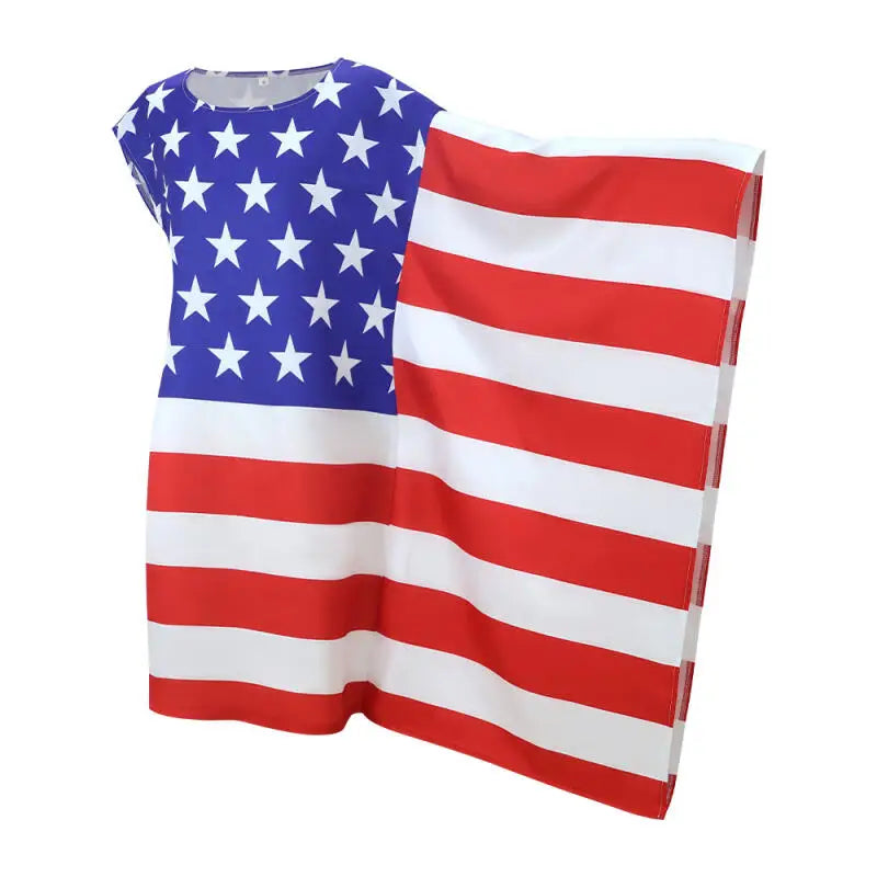 Unisex USA Flag Print Dress Patriotic Stars and Stripes Costume for 4th of July Independence Day Halloween Party Cosplay Outfit