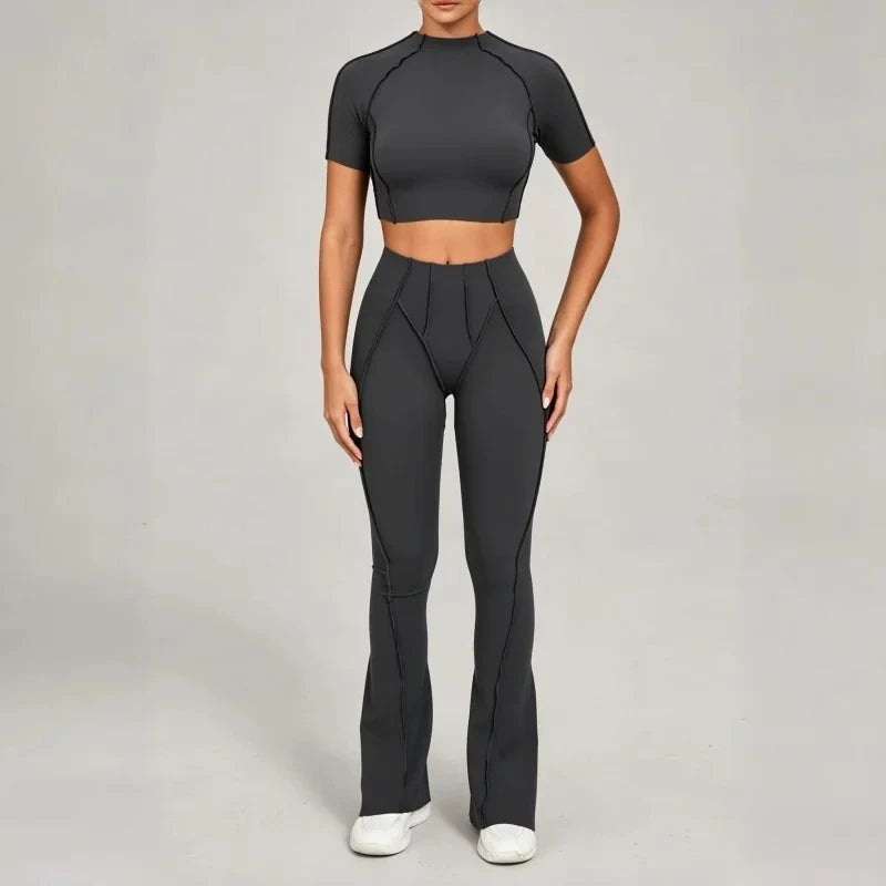 Seamless Yoga Sets Sports Fitness Hip-lifting High Waist Skinny Long-sleeved Suit Running Workout Gym Leggings Sets for Women