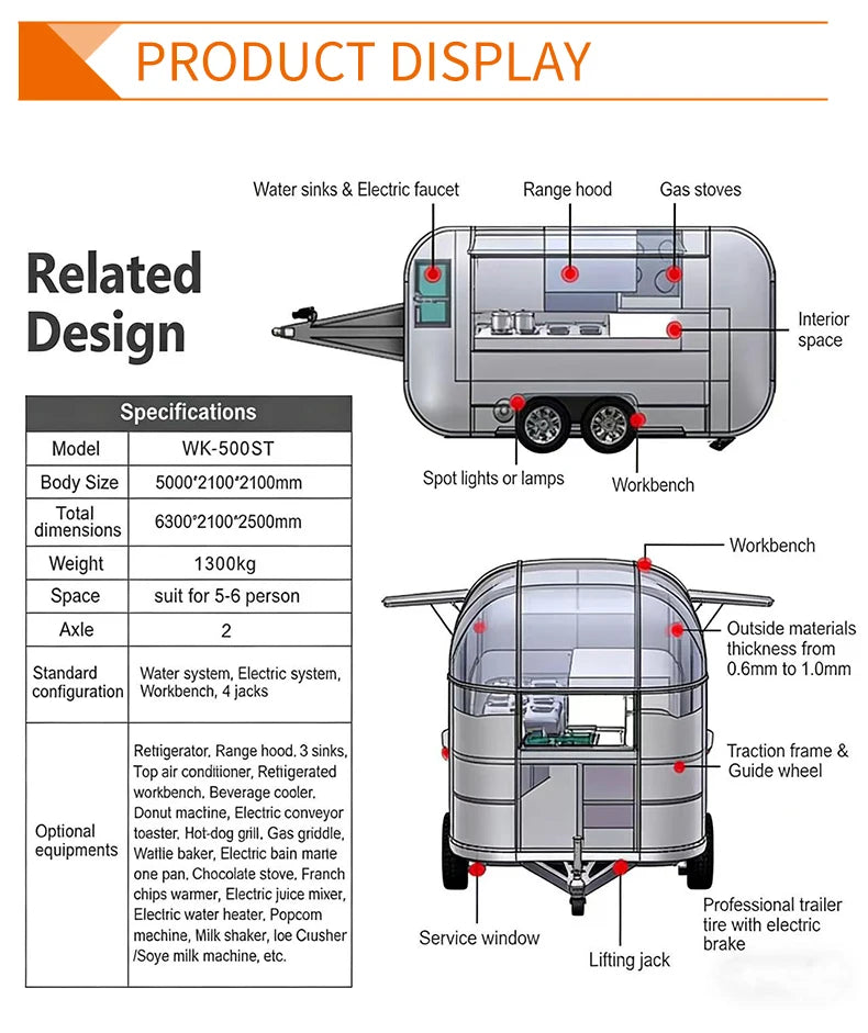 Catering Food Truck Fully Equipped Mobile Kitchen Pizza Coffee Cart Ice Cream BBQ Truck Cheap Mobile Food Trailer
