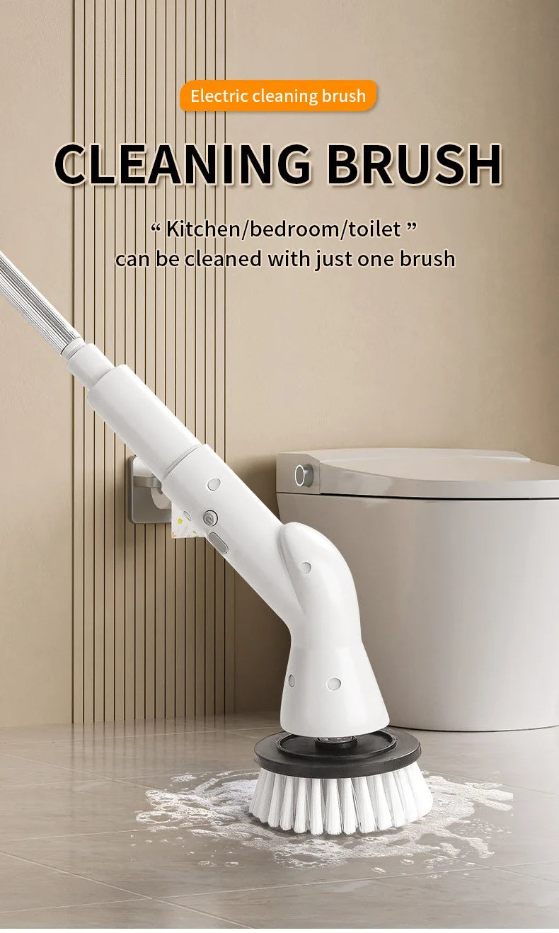 Electric Spin Scrubber Cordless Multi-Function Low Noise Electric Cleaning Brush Replaceable Brush Heads And Adjustable Handle