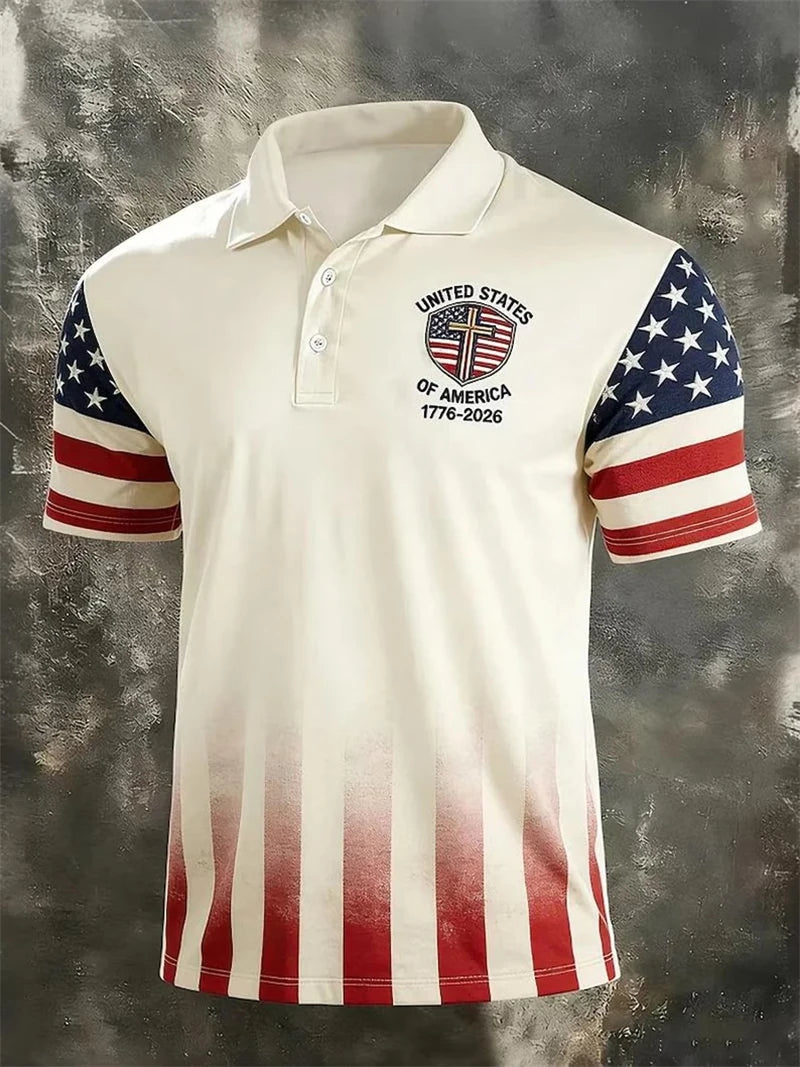 America 250th Anniversary Polo Shirt USA Flag 1776–2026 Patriotic Golf Polo American Independence Day Apparel Fourth Of July Top