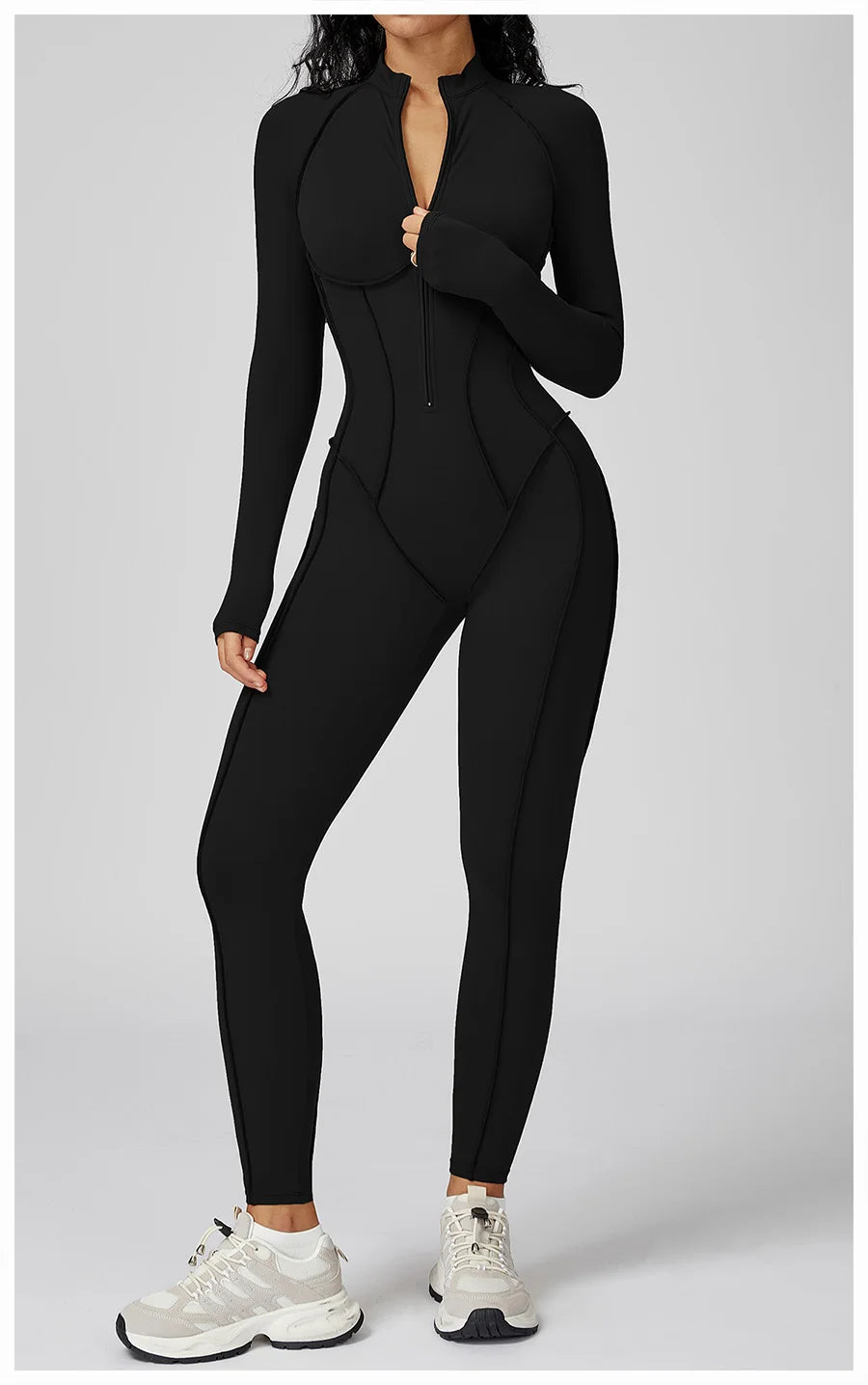 New Autumn/Winter Women One-piece Seamless Yoga Jumpsuits leggings Long-sleeved Zipper Slim Fit Sports Fitness Outfit Tracksuits