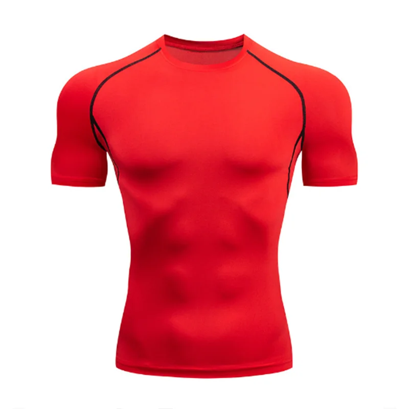Summer Casual Run Compression T-Shirt Men Tops Bat Print Quick-Dry Fitness Gym Sportswear MMA Rashguard Jersey Workout Tee Male