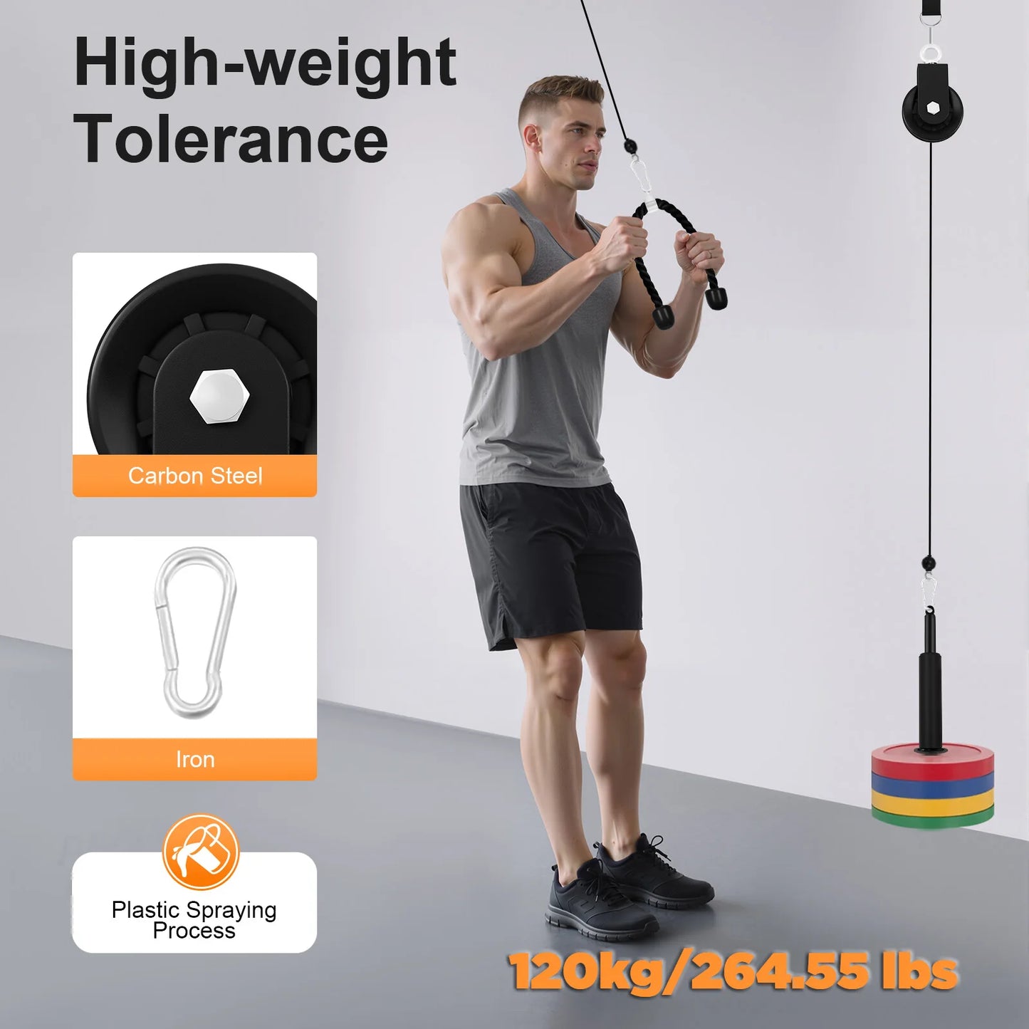 Pulley System Gym Cable Weight Pulley System Cable Lat Pull Fitness 120kg Load Capacity for Home, Gym, Etc.