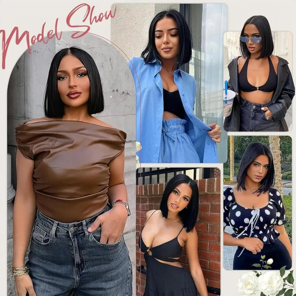 Wear And Go Glueless Bob Wig Human Hair Pre Plucked Pre Cut 5X5 Hd Transparent Lace Front Wigs For Women Straight Short Bob Wigs