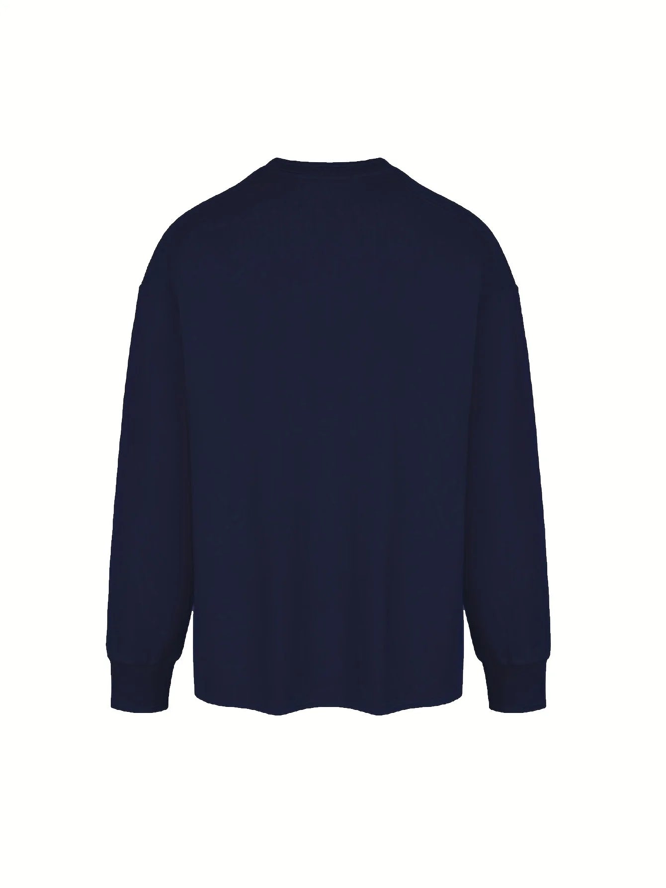 Men's 100% pure cotton loose and comfortable sports and leisure letter printed round neck long sleeved T-shirt top
