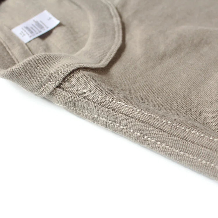 Heavy 300g Cotton T-shirt Men's Seamless Weaving Bamboo Cotton Short Sleeve Tee Tops Unisex Clean Fit Design Collar Undershirt