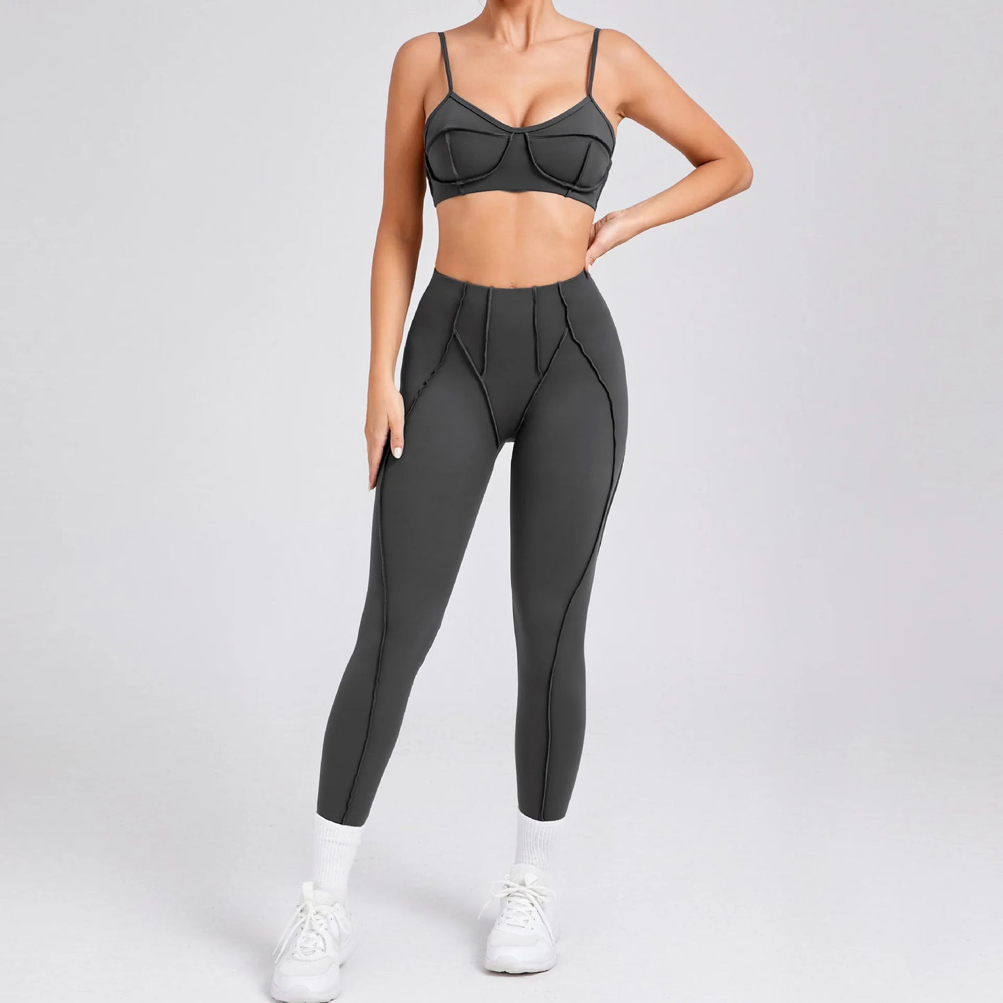 Seamless Yoga Sets Sports Fitness Hip-lifting High Waist Skinny Long-sleeved Suit Running Workout Gym Leggings Sets for Women