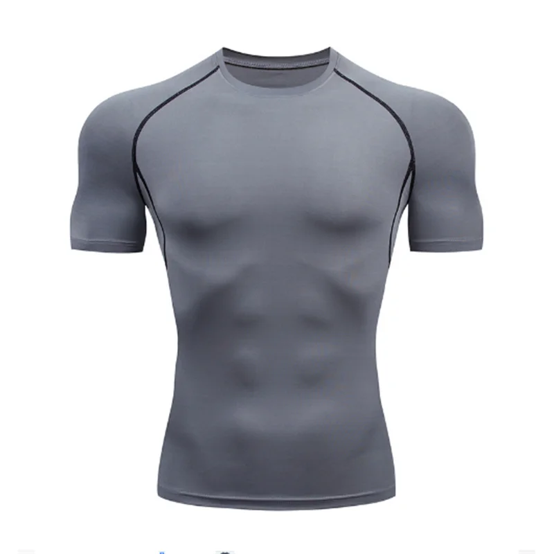 Summer Casual Run Compression T-Shirt Men Tops Bat Print Quick-Dry Fitness Gym Sportswear MMA Rashguard Jersey Workout Tee Male