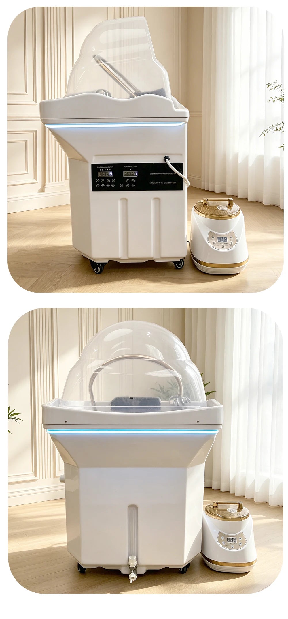 Head SPA Shampoo Basin with 60L Water Storage Tank, Water Heating, No Need to Connect Water Pipe, Head SPA Basin for Massage Bed
