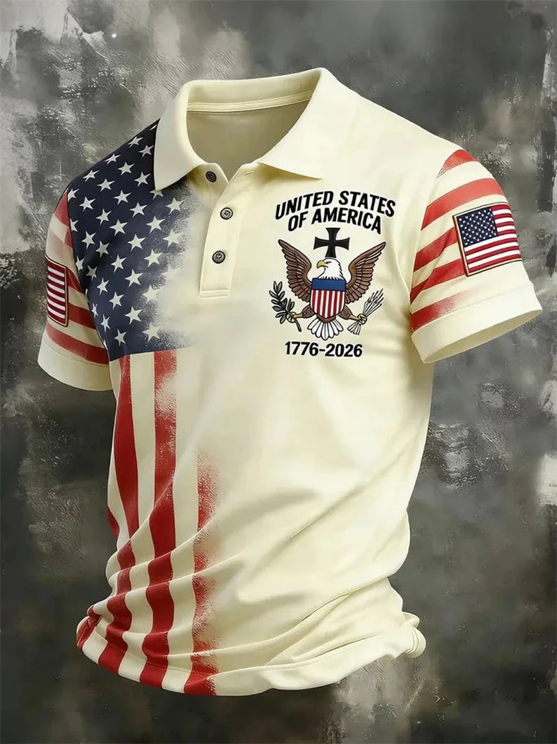America 250th Anniversary Polo Shirt USA Flag 1776–2026 Patriotic Golf Polo American Independence Day Apparel Fourth Of July Top
