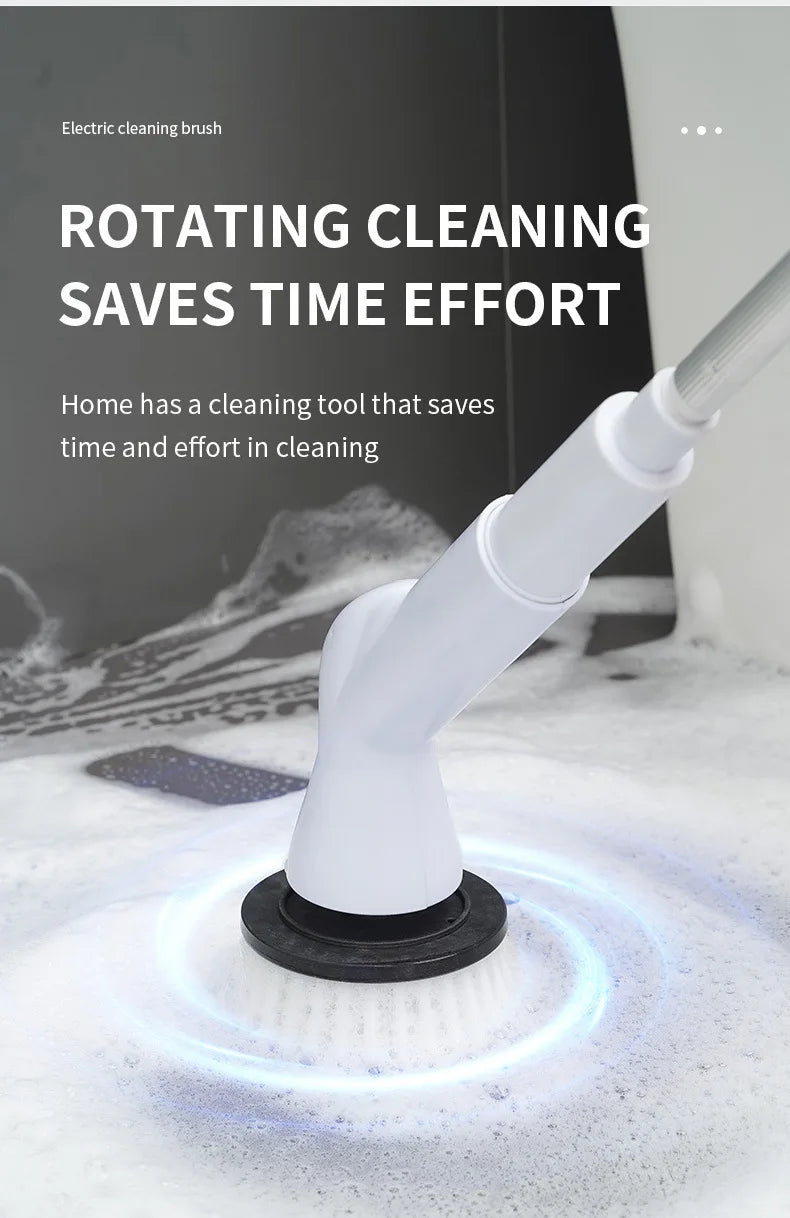 Electric Spin Scrubber Cordless Multi-Function Low Noise Electric Cleaning Brush Replaceable Brush Heads And Adjustable Handle