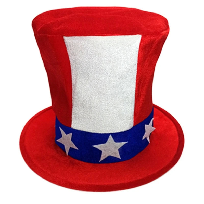 Independance Day Costume Uncle-Sam Accessories Top Hat Sequins Hat Headband Necklaces Stockings for Women & Men