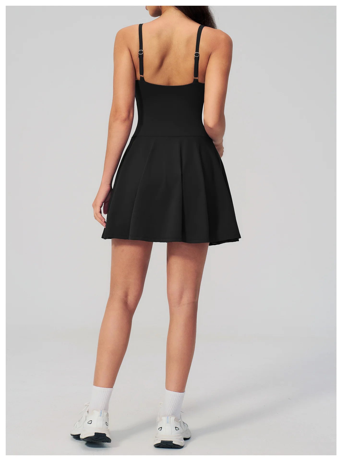 Yoga Bodysuit Women Fitness Jumpsuit Sexy Sport with Side Pockets Workout One-Piece Dance Ballet Sport Dress Female Tennis Skirt