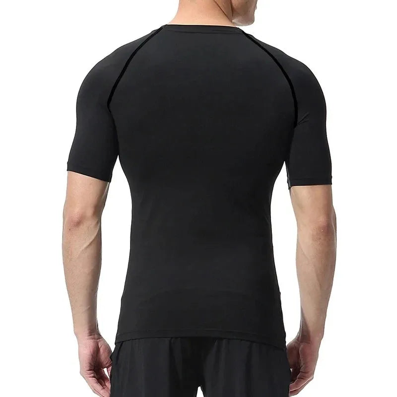 Summer Casual Run Compression T-Shirt Men Tops Bat Print Quick-Dry Fitness Gym Sportswear MMA Rashguard Jersey Workout Tee Male