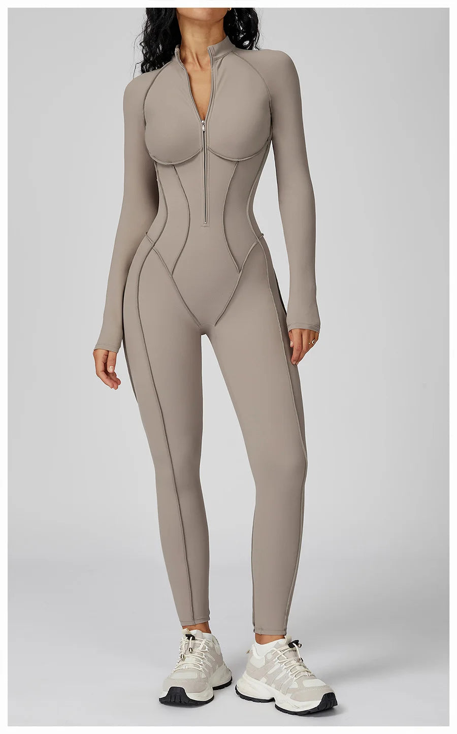 New Autumn/Winter Women One-piece Seamless Yoga Jumpsuits leggings Long-sleeved Zipper Slim Fit Sports Fitness Outfit Tracksuits