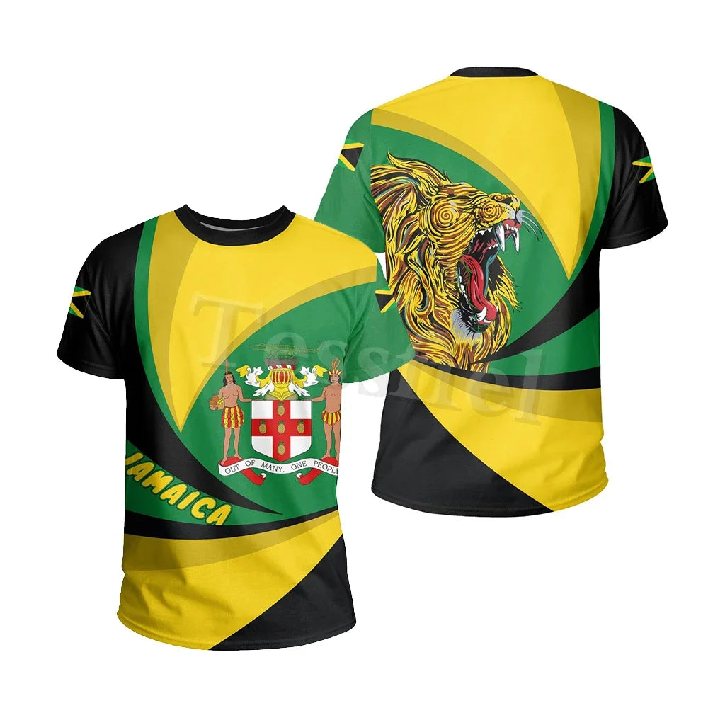 Tessffel Jamaica Lion Emblem Summer New Fashion 3D Print Tops Tee Tshirt Men Women Short Sleeve T shirt Streetwear Style-4