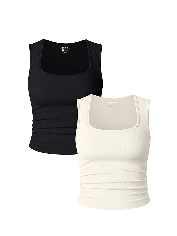 Women U Neck Ribbed Tank Top Summer Basic Elastic Solid Color Top Sexy Sleeveless Casual Sports Yoga Women's Vest