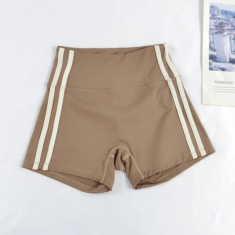 Women's High-Waisted Slim-Fit Yoga Shorts - Color-Block, Butt-Lifting, Breathable & Quick-Dry for Running, Training & Fitness