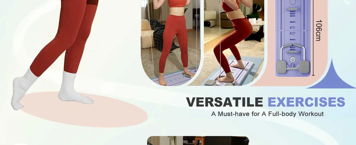 MultiFunctional Pilates Board Abs Abdominal Exercise Board Fitness Resistance Bands Rebound Leg Arm Back Train For Home Office