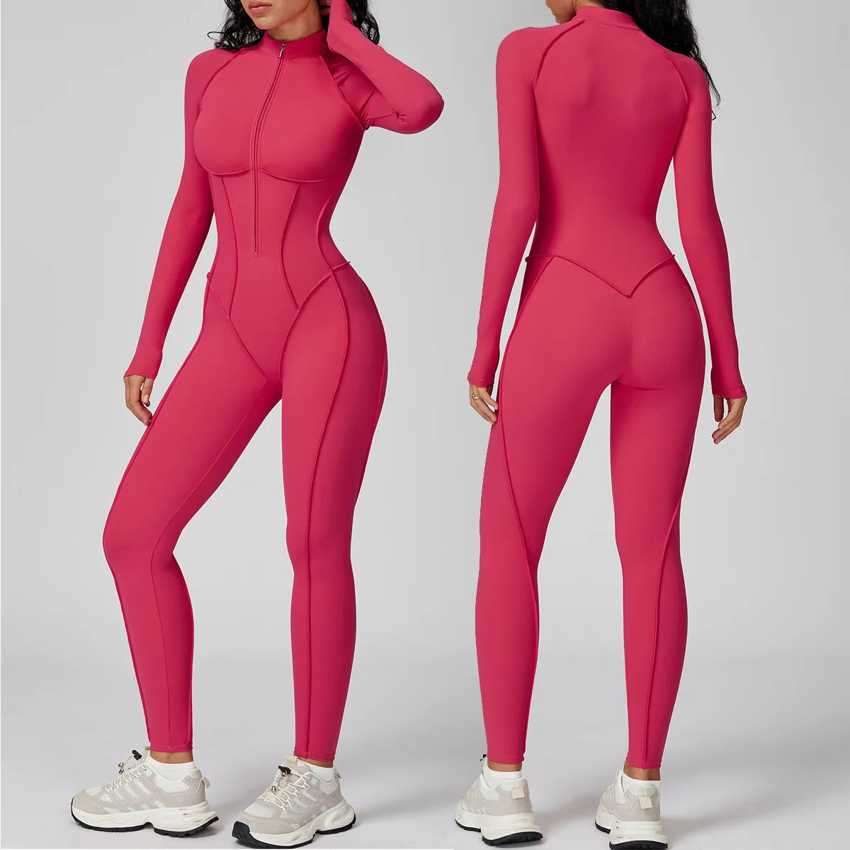 New Autumn/Winter Women One-piece Seamless Yoga Jumpsuits leggings Long-sleeved Zipper Slim Fit Sports Fitness Outfit Tracksuits