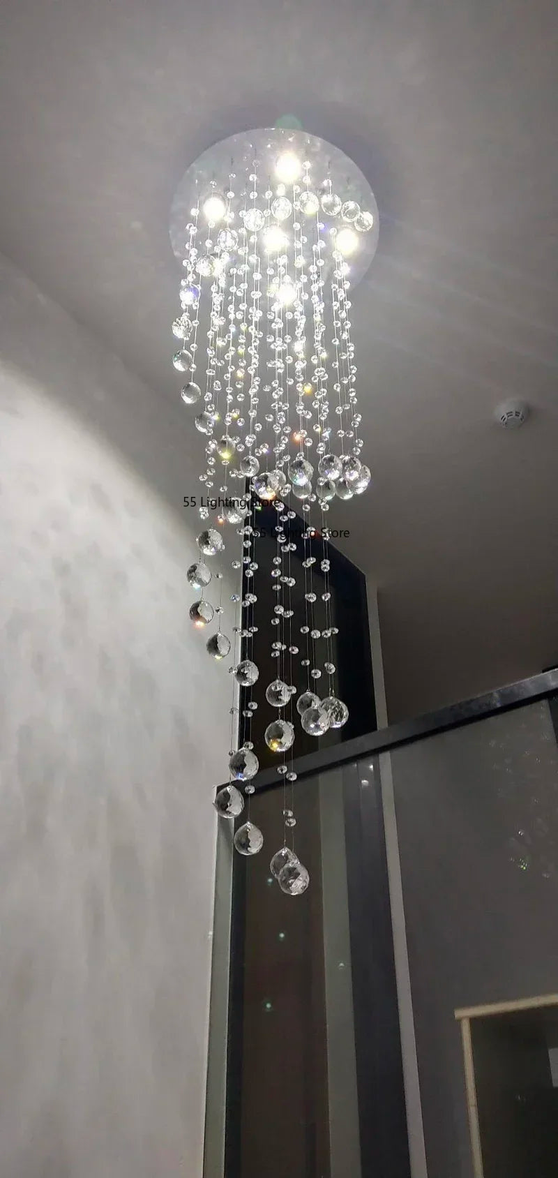 Modern Large K9 Crystal LED Chandeliers for Spiral Living Room Staircase Lamp Showcase Bedroom Kitchen Pendant Light Fixture