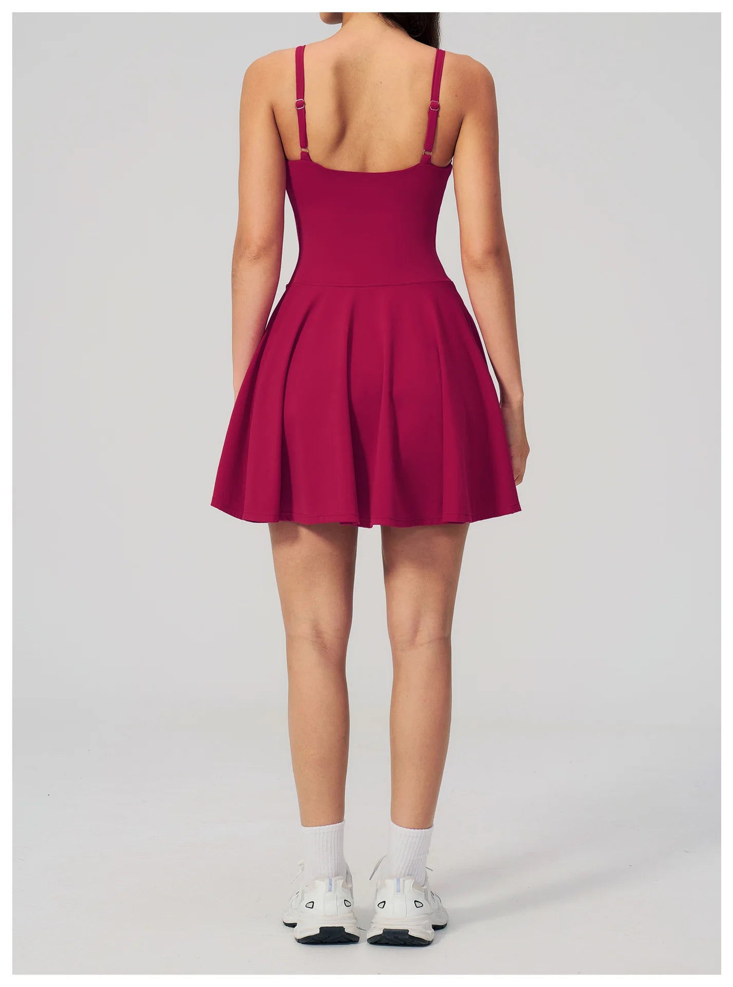 Yoga Bodysuit Women Fitness Jumpsuit Sexy Sport with Side Pockets Workout One-Piece Dance Ballet Sport Dress Female Tennis Skirt