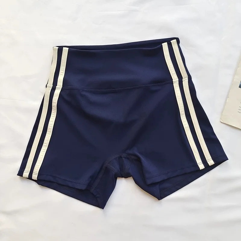 Women's High-Waisted Slim-Fit Yoga Shorts - Color-Block, Butt-Lifting, Breathable & Quick-Dry for Running, Training & Fitness