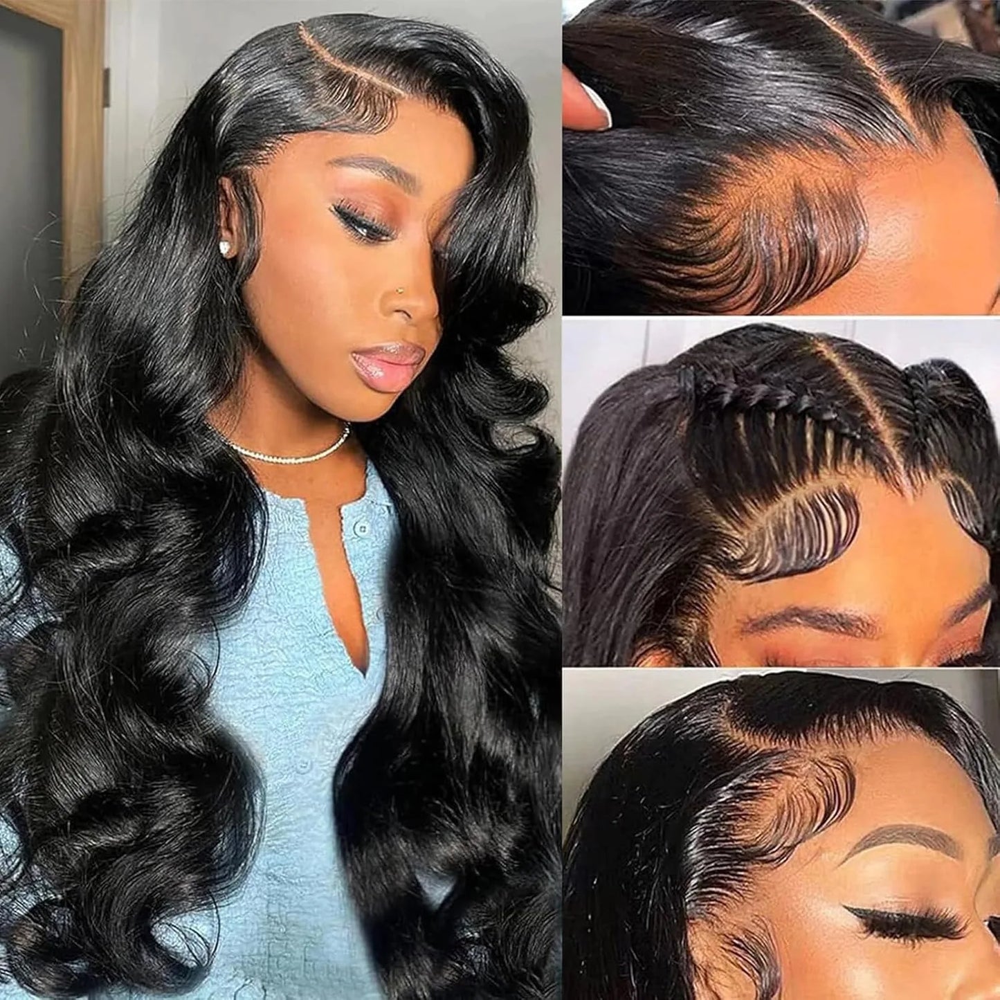 200 Density Body Wave 13x4 HD Transparent Lace Front Human Hair Wig Black 13x6 Lace Frontal Wigs 30 40 Inch PrePlucked Lace