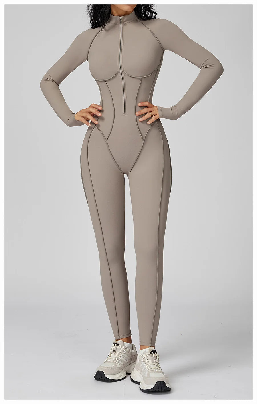 New Autumn/Winter Women One-piece Seamless Yoga Jumpsuits leggings Long-sleeved Zipper Slim Fit Sports Fitness Outfit Tracksuits