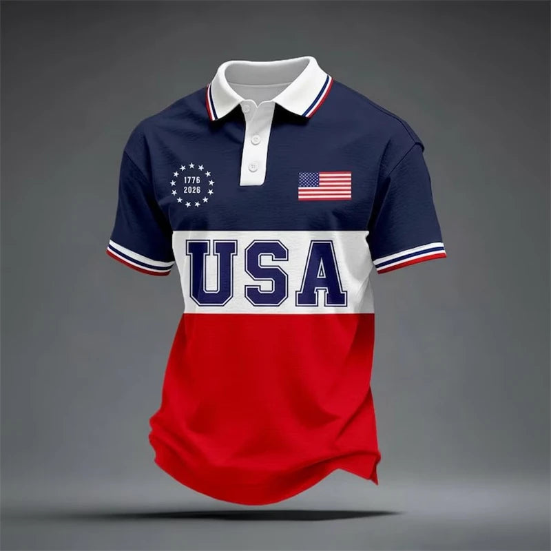 America 250th Anniversary Polo Shirt USA Flag 1776–2026 Patriotic Golf Polo American Independence Day Apparel Fourth Of July Top