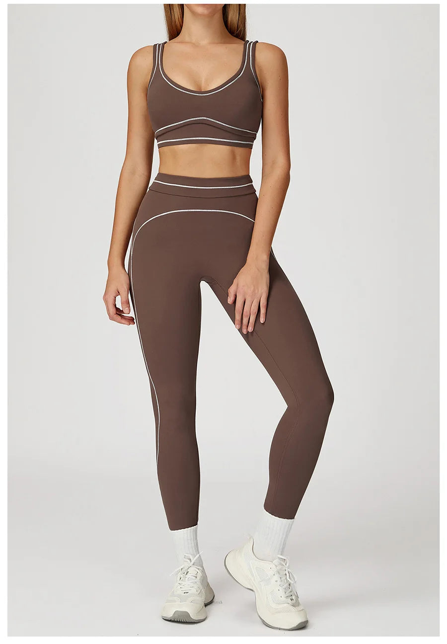 Women Yoga Set Tracksuit Sportswear Workout Athletic Wear Gym Vest Shorts Legging Fitness Bra Crop Top Long Sleeve Sports Suits
