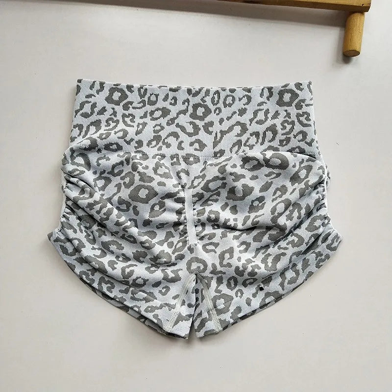 Fashion Leopard-Print Seamless Yoga Shorts for Women - High-Waisted Butt-Lifting & Skin-Tight Fitness Pants