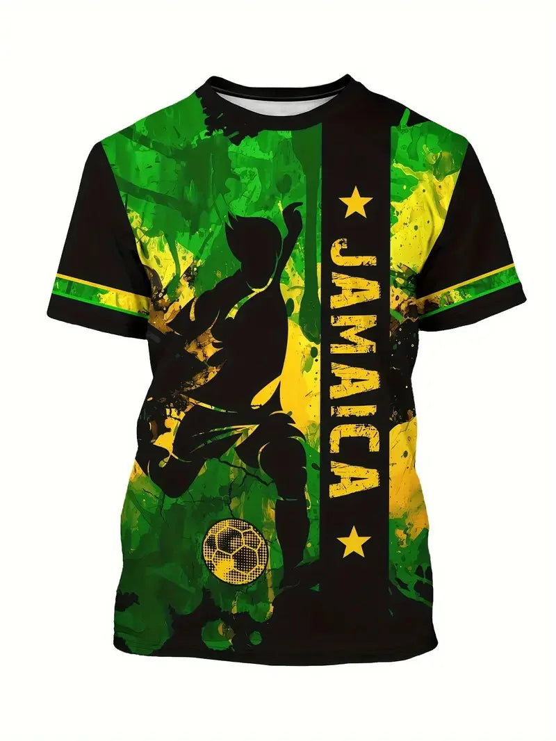 3D Print Jamaica Hummingbird Graphic T-Shirt For Men Casual Short Sleeve Crew Neck Tshirts Men's Plus Size  Jamaica Flag Tshirt