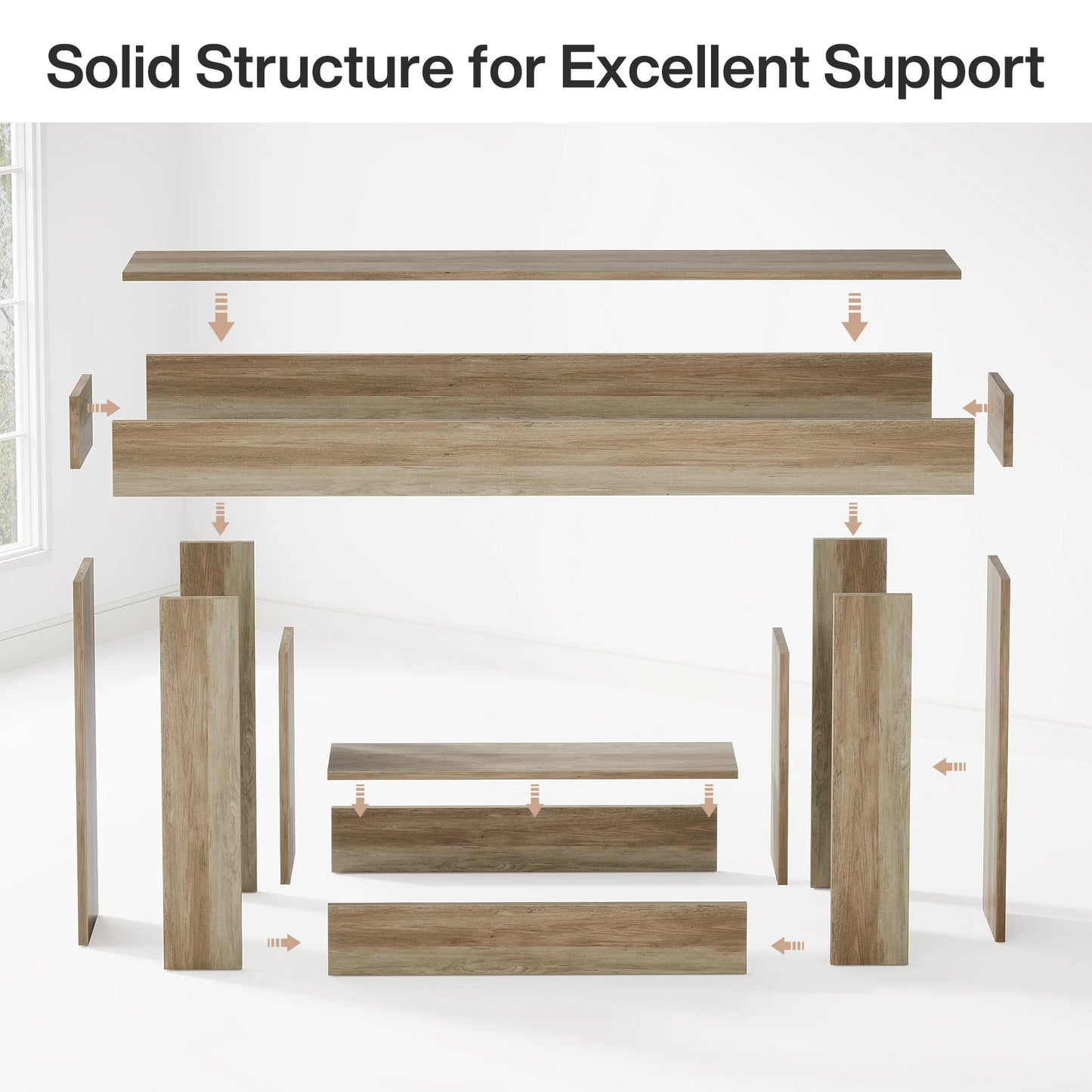 Tribesigns 63" Console Table, Farmhouse 2-Tier Entryway Table with U-Shaped Base, Narrow Long Wood Sofa Table Behind Couch Table