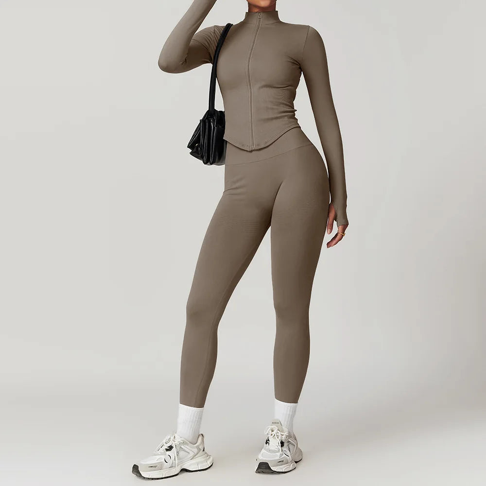 2/3/4PCS Yoga Set Gym Clothes Sportswear Seamless Yoga Suits For Women Fitness Long Sleeved Tracksuits Sports Bra Gym Leggings