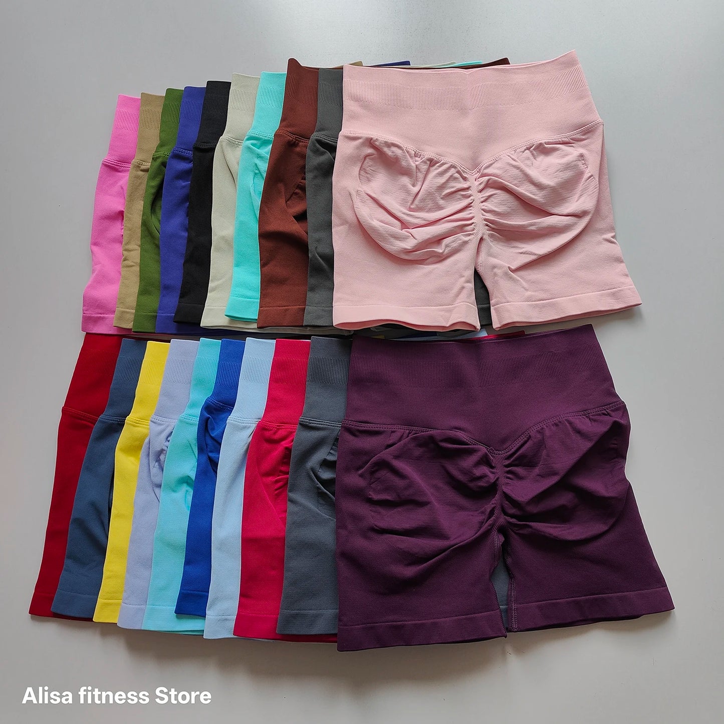 Summer High Waisted Yoga Shorts Tummy Control Seamless Fitness Shorts Sexy Running Fitness Short Pants Solid Color Yoga Leggings