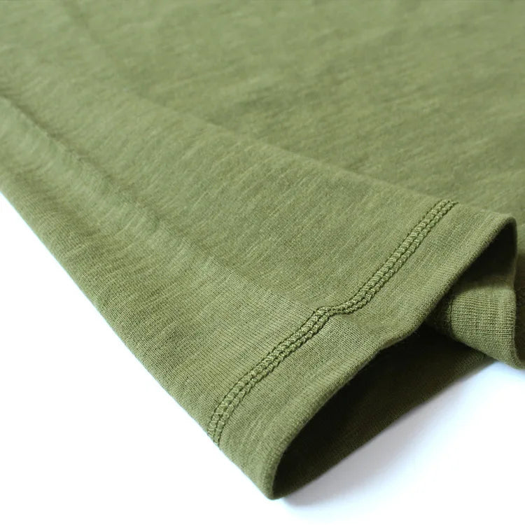 Heavy 300g Cotton T-shirt Men's Seamless Weaving Bamboo Cotton Short Sleeve Tee Tops Unisex Clean Fit Design Collar Undershirt