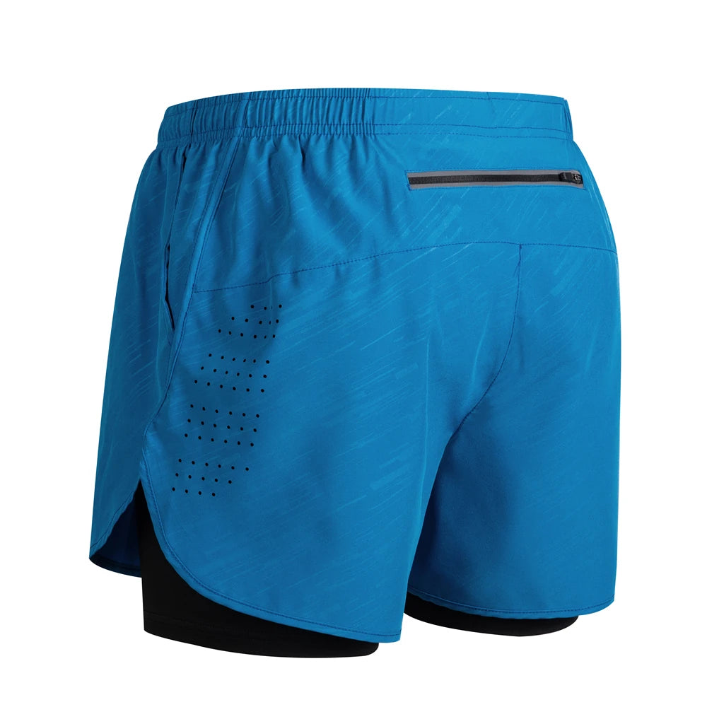 New men's running double-layer shorts quick-drying fitness 2-in-1 shorts men's sports workout training bodybuilding shorts male