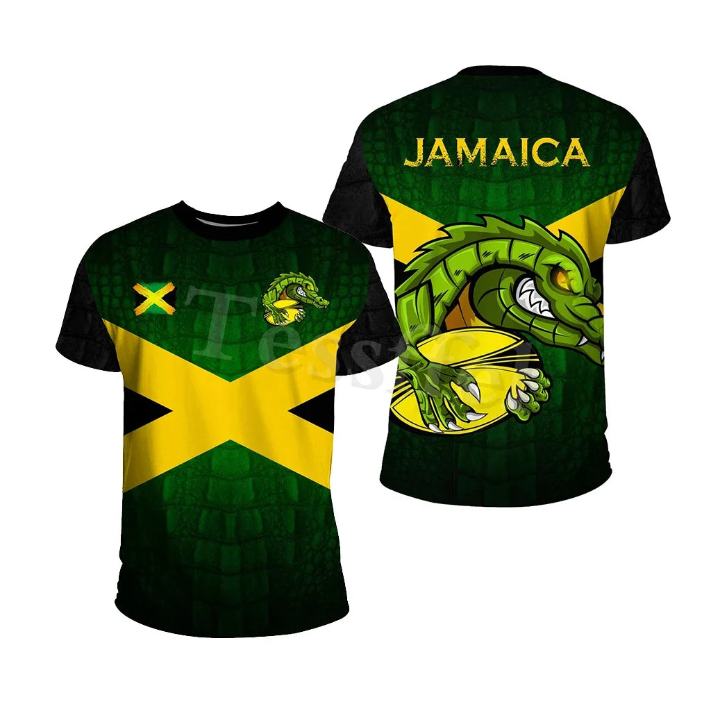 Tessffel Jamaica Lion Emblem Summer New Fashion 3D Print Tops Tee Tshirt Men Women Short Sleeve T shirt Streetwear Style-4