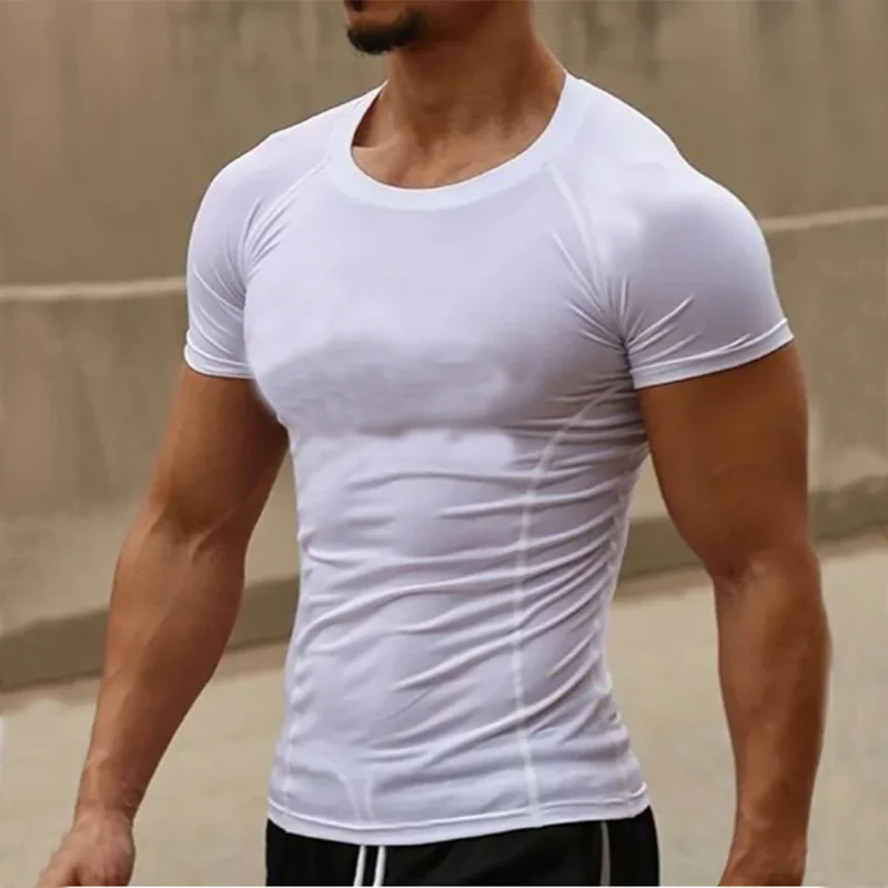 Summer Casual Run Compression T-Shirt Men Tops Bat Print Quick-Dry Fitness Gym Sportswear MMA Rashguard Jersey Workout Tee Male