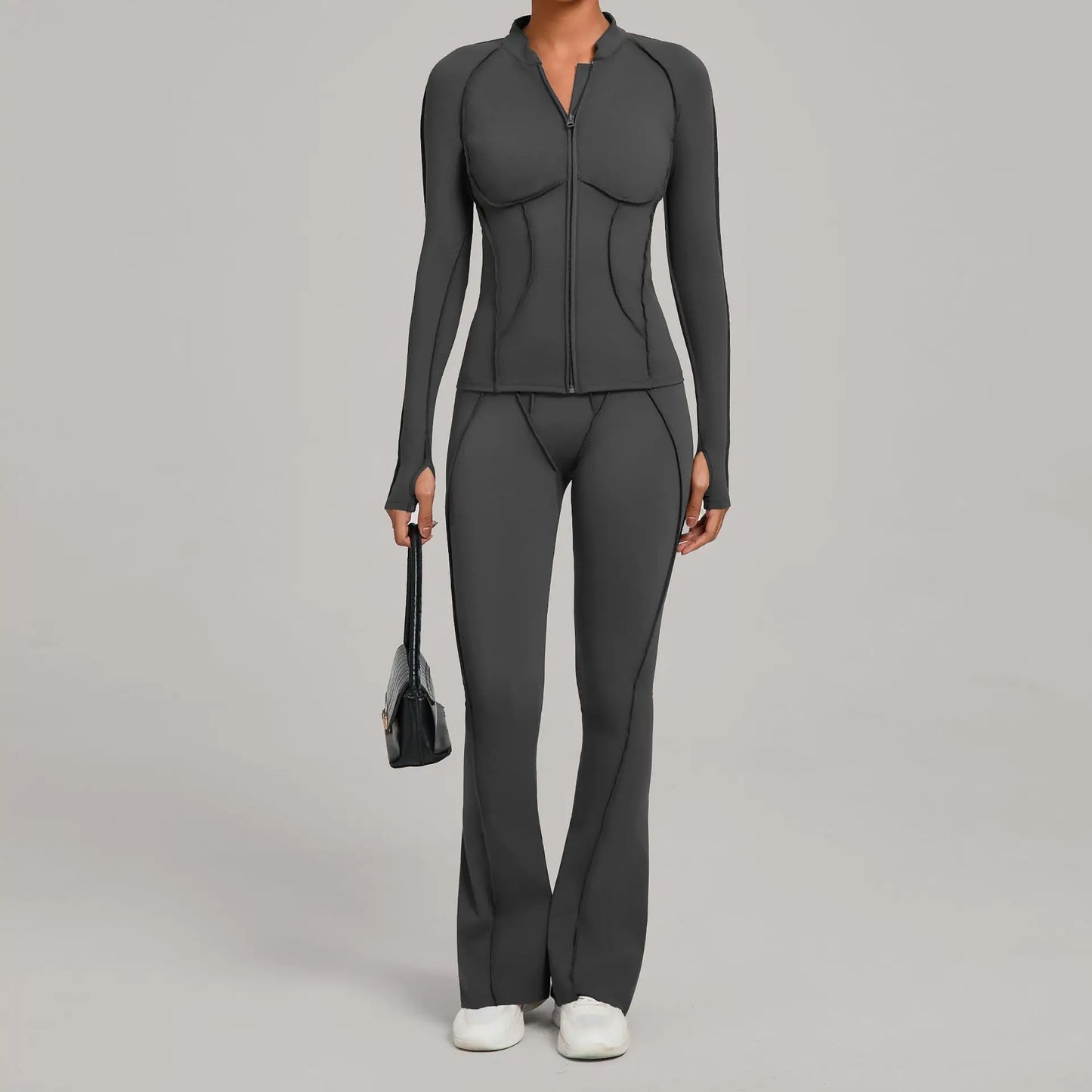Seamless Yoga Sets Sports Fitness Hip-lifting High Waist Skinny Long-sleeved Suit Running Workout Gym Leggings Sets for Women