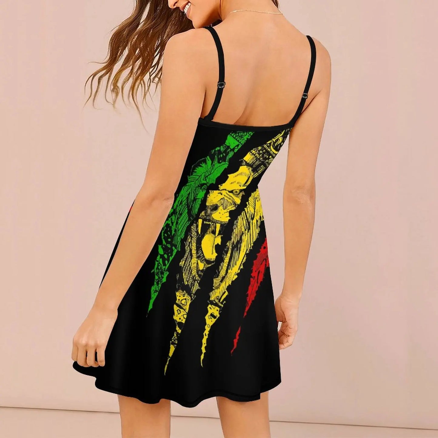 Warrior Lion of Judah King Rasta Reggae Jamaica Women's Sling Dress Humor Graphic Dresses Funny Graphic Exotic Woman's Clothing