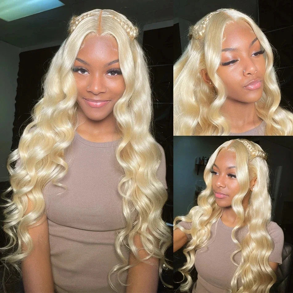 613 Honey Blonde Body Wave Wigs 200 Density 13x6 40inch HD Lace Frontal Wigs for Women