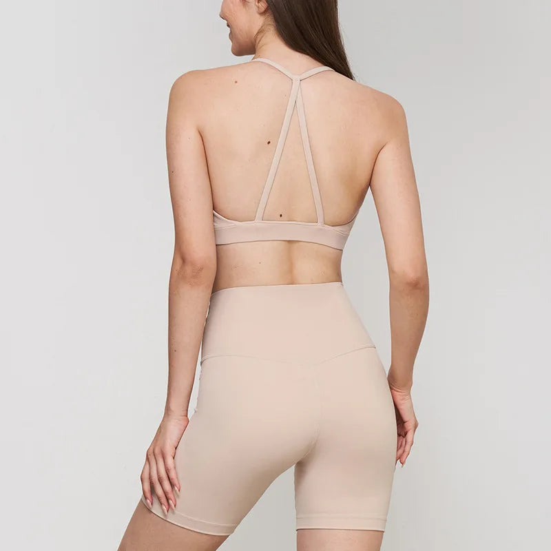 2024 New Yoga Shorts Sets Shockproof Vest High Waist Shorts Breathable Women's Tight Fitting Sports Yoga Sexy Crop Top Gym Set